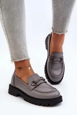 Buty damskie Vinceza Loafersy Damskie|Mokasyny Damskie Skórzane*Damskie Mokasyny Eko Skórzane Szare Ledda