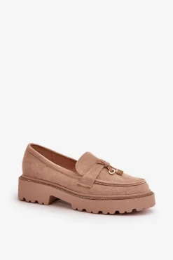 Boto Mokasyny Na Platformie|Mokasyny Damskie Zamszowe*Damskie Mokasyny Eko Zamszowe Ze Zdobieniem Beżowe Verindalle