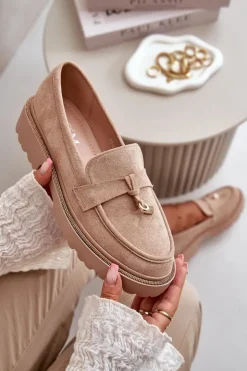 Boto Mokasyny Na Platformie|Mokasyny Damskie Zamszowe*Damskie Mokasyny Eko Zamszowe Ze Zdobieniem Beżowe Verindalle