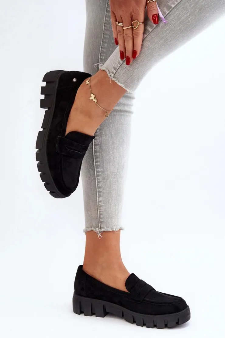 Damskie Buty damskie Vinceza Damskie Mokasyny Eko Zamszowe Czarne Seravisa