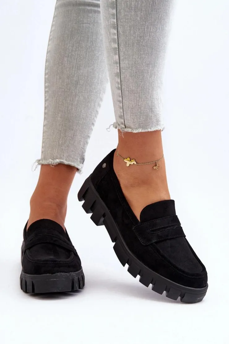 Damskie Buty damskie Vinceza Damskie Mokasyny Eko Zamszowe Czarne Seravisa