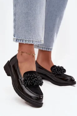 D&A Mokasyny Płaskie|Mokasyny Damskie Lakierowane*Damskie Mokasyny Lakierowane S.Barski HY52-369B Czarne Czarny