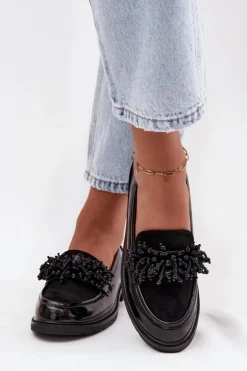 D&A Mokasyny Płaskie|Mokasyny Damskie Lakierowane*Damskie Mokasyny Lakierowane S.Barski HY52-369B Czarne Czarny