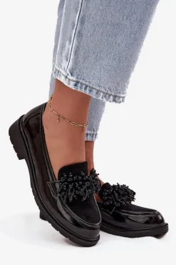 D&A Mokasyny Płaskie|Mokasyny Damskie Lakierowane*Damskie Mokasyny Lakierowane S.Barski HY52-369B Czarne Czarny