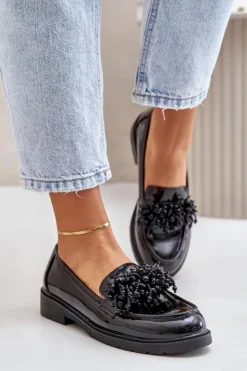 D&A Mokasyny Płaskie|Mokasyny Damskie Lakierowane*Damskie Mokasyny Lakierowane S.Barski HY369A Czarne Czarny