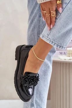 D&A Mokasyny Płaskie|Mokasyny Damskie Lakierowane*Damskie Mokasyny Lakierowane S.Barski HY369A Czarne Czarny