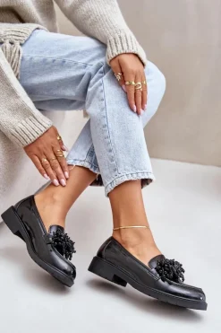 D&A Mokasyny Płaskie|Mokasyny Damskie Lakierowane*Damskie Mokasyny Lakierowane S.Barski HY369A Czarne Czarny