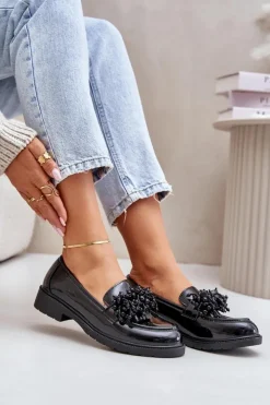 D&A Mokasyny Płaskie|Mokasyny Damskie Lakierowane*Damskie Mokasyny Lakierowane S.Barski HY369A Czarne Czarny