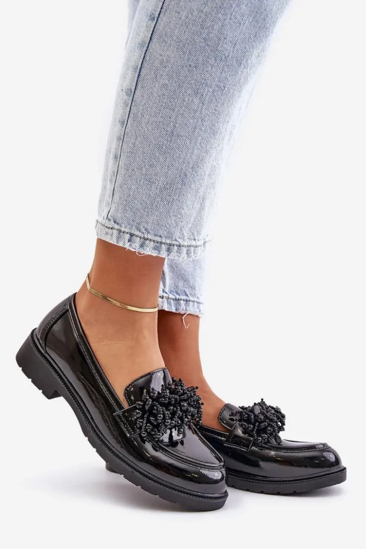 D&A Mokasyny Płaskie|Mokasyny Damskie Lakierowane*Damskie Mokasyny Lakierowane S.Barski HY369A Czarne Czarny