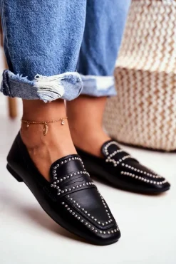 Online Boto Damskie Mokasyny Lordsy Czarne Dżety Harriet