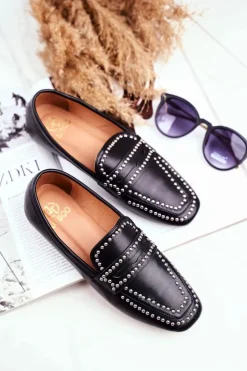 Online Boto Damskie Mokasyny Lordsy Czarne Dżety Harriet