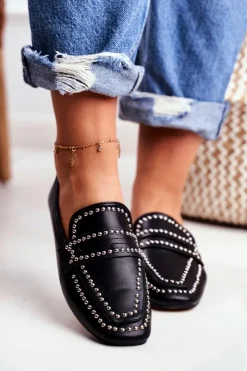 Online Boto Damskie Mokasyny Lordsy Czarne Dżety Harriet