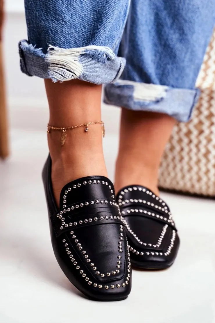 Online Boto Damskie Mokasyny Lordsy Czarne Dżety Harriet