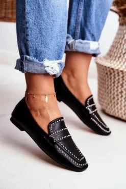 Online Boto Damskie Mokasyny Lordsy Czarne Dżety Harriet