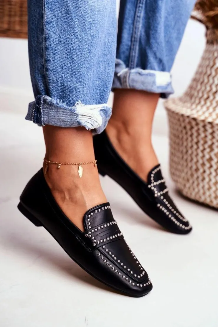 Online Boto Damskie Mokasyny Lordsy Czarne Dżety Harriet