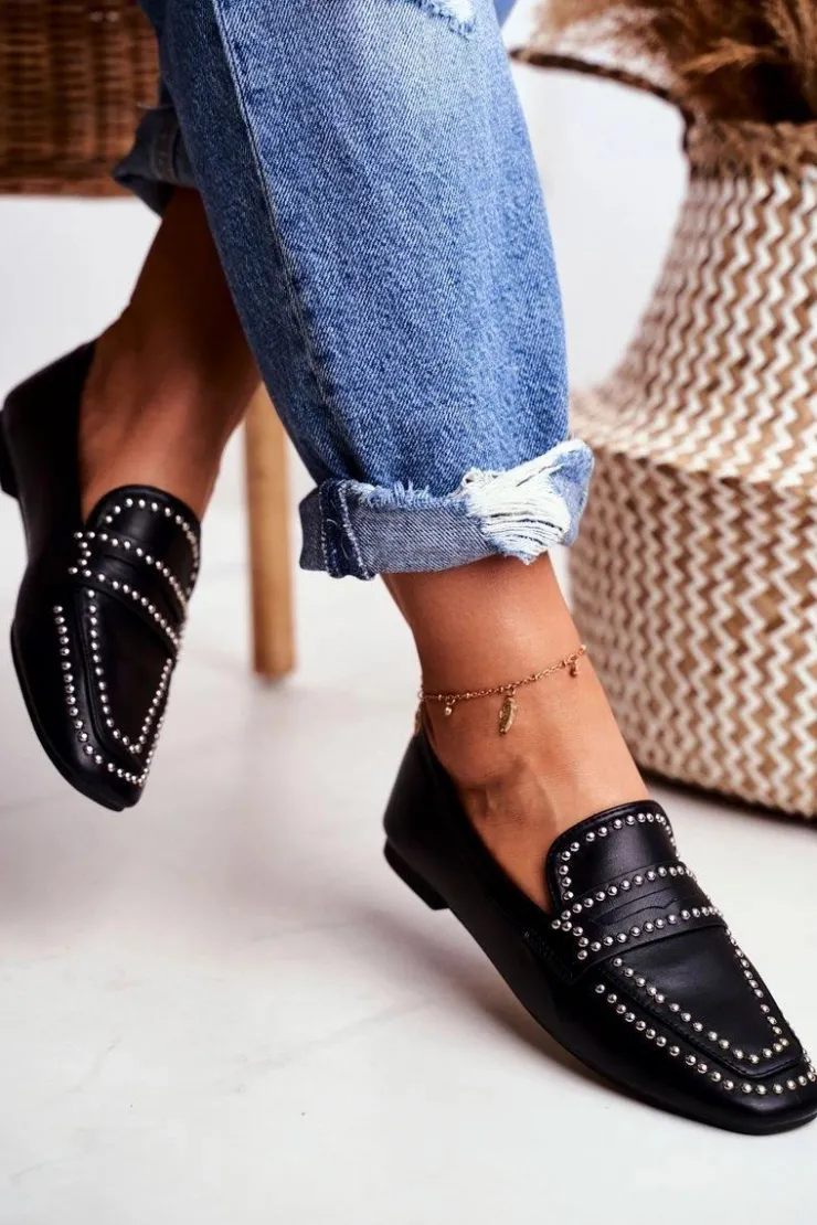 Online Boto Damskie Mokasyny Lordsy Czarne Dżety Harriet