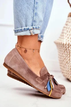 Damskie Maciejka Damskie Mokasyny Skórzane Beżowe 04494-04/00-5