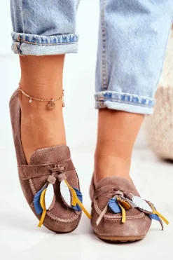 Damskie Maciejka Damskie Mokasyny Skórzane Beżowe 04494-04/00-5