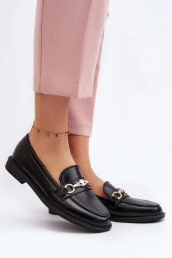 Boto Mokasyny Damskie Skórzane*Damskie Mokasyny Na Płaskim Obcasie Eko Skórzane Czarne Vimedia