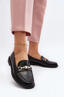 Boto Mokasyny Damskie Skórzane*Damskie Mokasyny Na Płaskim Obcasie Eko Skórzane Czarne Vimedia