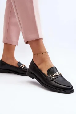 Boto Mokasyny Damskie Skórzane*Damskie Mokasyny Na Płaskim Obcasie Eko Skórzane Czarne Vimedia