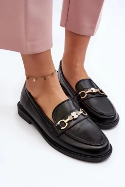 Boto Mokasyny Damskie Skórzane*Damskie Mokasyny Na Płaskim Obcasie Eko Skórzane Czarne Vimedia