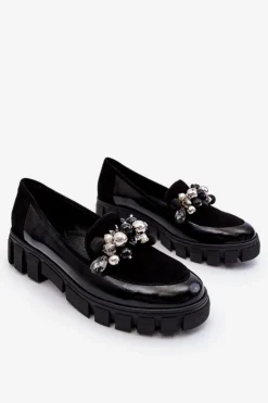 Laura Messi Mokasyny Damskie Lakierowane|Mokasyny Na Platformie*Damskie Mokasyny Na Platformie 2392 Czarne