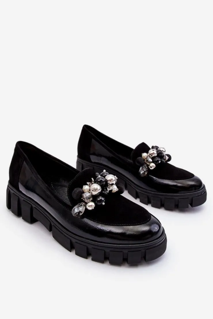 Laura Messi Mokasyny Damskie Lakierowane|Mokasyny Na Platformie*Damskie Mokasyny Na Platformie 2392 Czarne