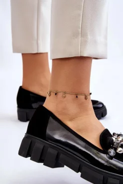 Laura Messi Mokasyny Damskie Lakierowane|Mokasyny Na Platformie*Damskie Mokasyny Na Platformie 2392 Czarne