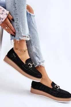 Damskie Boto Damskie Mokasyny Na Platformie Czarne Danny