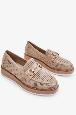 New Boto Damskie Mokasyny Na Platformie Beżowe Danny