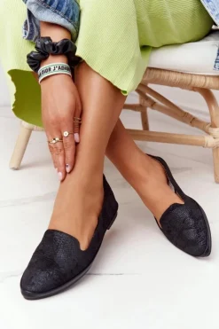 Damskie Buty Sergio Leone Damskie Mokasyny Sergio Leone MK700 Zamszowe Czarne