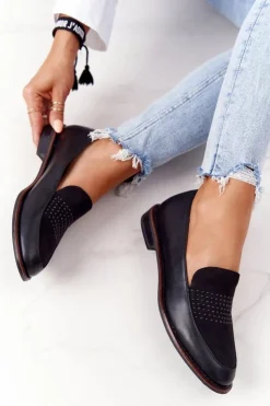 Discount Buty Sergio Leone Damskie Mokasyny Sergio Leone PB255 Czarne