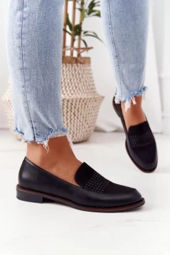 Discount Buty Sergio Leone Damskie Mokasyny Sergio Leone PB255 Czarne