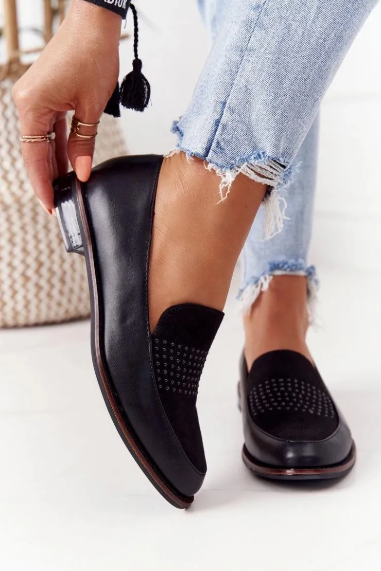 Discount Buty Sergio Leone Damskie Mokasyny Sergio Leone PB255 Czarne