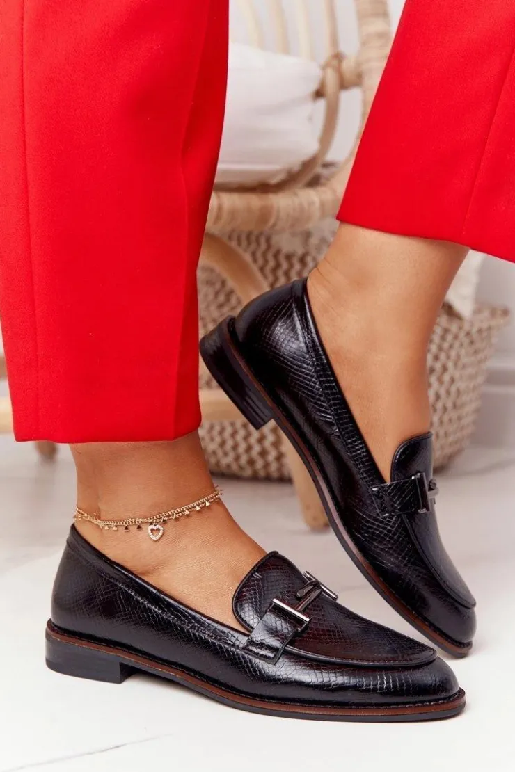 Damskie Buty Sergio Leone Damskie Mokasyny Sergio Leone PB253 Czarne