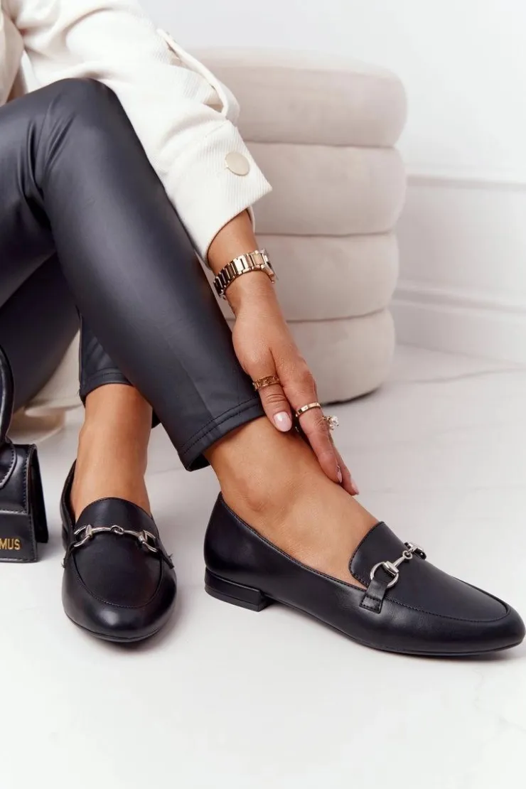 Damskie Buty Sergio Leone Damskie Mokasyny Sergio Leone MK733 Czarne