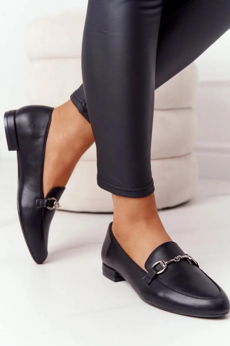 Damskie Buty Sergio Leone Damskie Mokasyny Sergio Leone MK733 Czarne