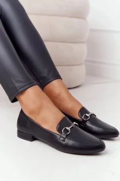 Damskie Buty Sergio Leone Damskie Mokasyny Sergio Leone MK733 Czarne