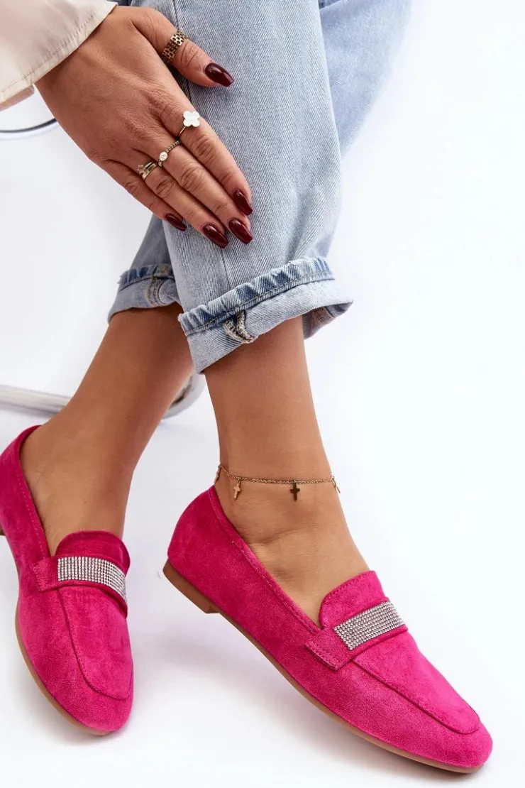 Boto Loafersy Damskie|Mokasyny Damskie Zamszowe*Damskie Mokasyny Z Cyrkoniami Fuksja Ralrika Różowy