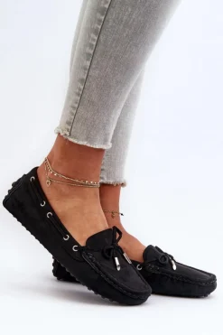 Boto Loafersy Damskie|Mokasyny Damskie Zamszowe*Damskie Mokasyny Z Eko Zamszu Czarne Anemilda