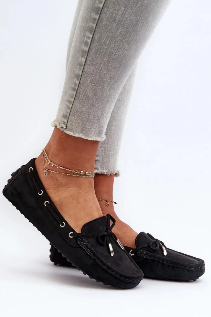 Boto Loafersy Damskie|Mokasyny Damskie Zamszowe*Damskie Mokasyny Z Eko Zamszu Czarne Anemilda
