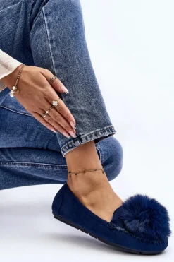 Boto Loafersy Damskie|Kapcie Klasyczne*Damskie Mokasyny Z Futerkiem Niebieskie Novas
