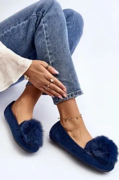 Boto Loafersy Damskie|Kapcie Klasyczne*Damskie Mokasyny Z Futerkiem Niebieskie Novas