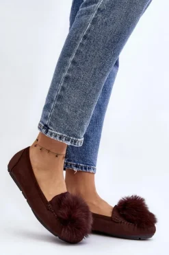 Best Boto Damskie Mokasyny Z Futerkiem Brązowe Novas