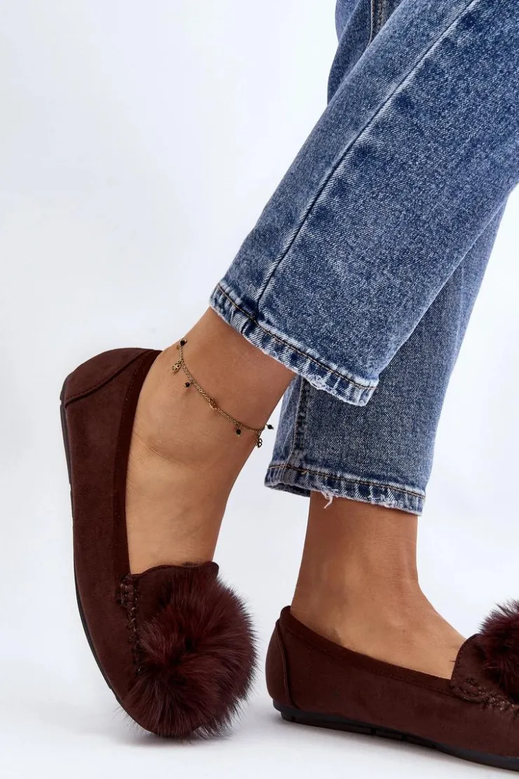 Best Boto Damskie Mokasyny Z Futerkiem Brązowe Novas