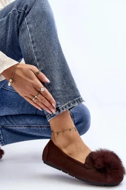 Best Boto Damskie Mokasyny Z Futerkiem Brązowe Novas