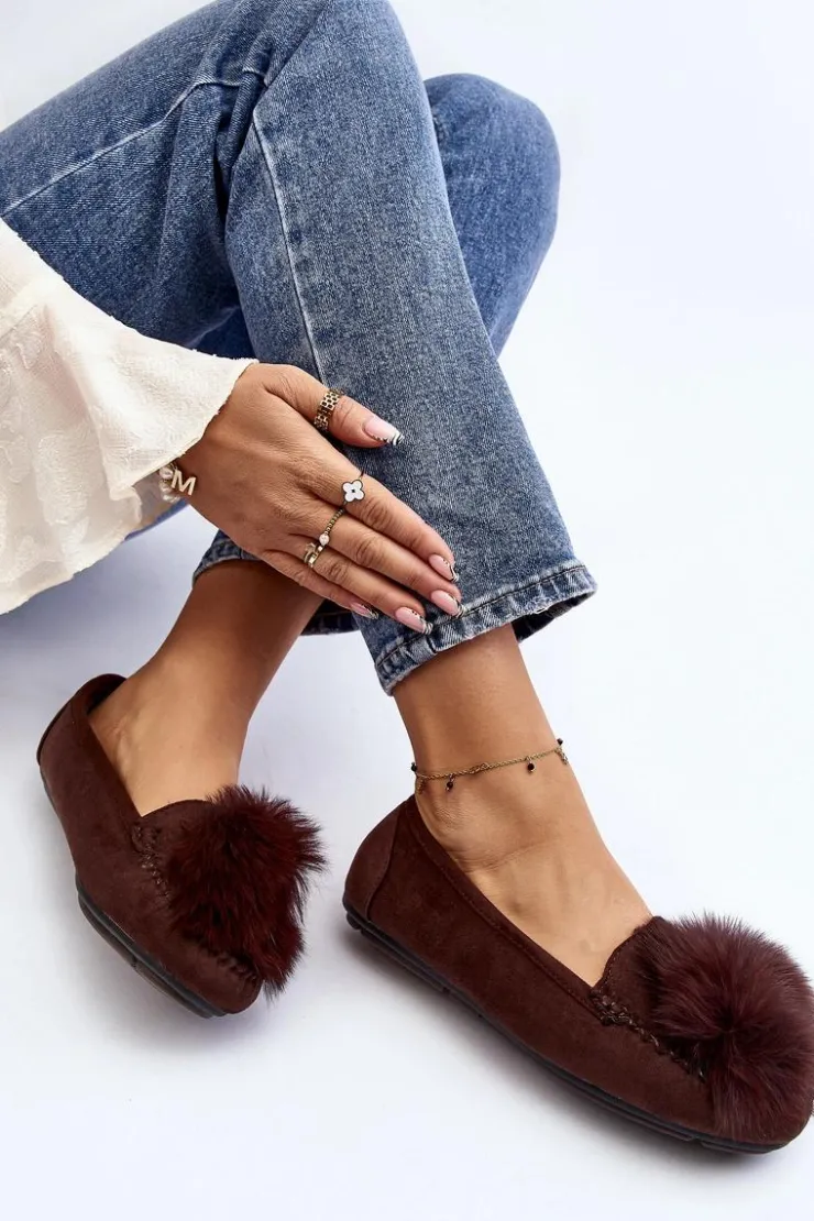 Best Boto Damskie Mokasyny Z Futerkiem Brązowe Novas