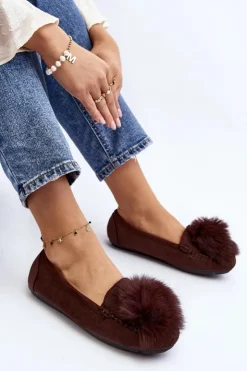 Best Boto Damskie Mokasyny Z Futerkiem Brązowe Novas