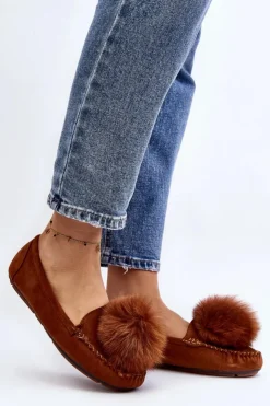 Damskie Boto Damskie Mokasyny Z Futerkiem Camel Novas